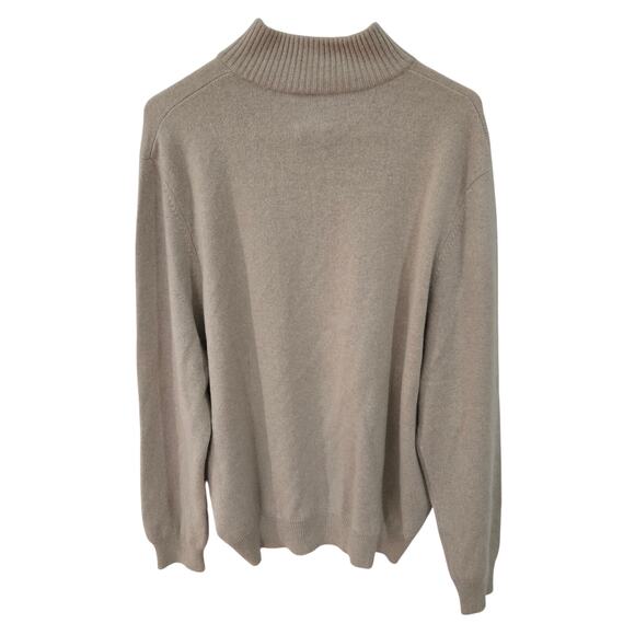 Tailorbird Sz Large Mens Beige 1/4 Zip 2 Ply Cashmere Pullover - Picture 4 of 7